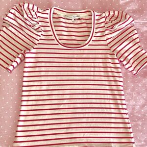 English Factory Striped Pleated Puff Sleeve T-shirt